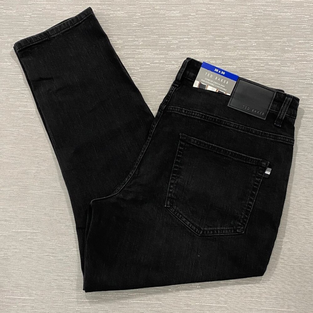 Ted Baker Jeans Mens 36 x 30 Straight Leg Regular Fit Black Denim Pants